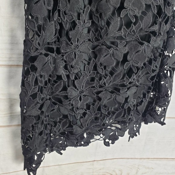 Floret Studios Dress Womens Large Black Lace One Shoulder Asymmetrical Short - Picture 4 of 12